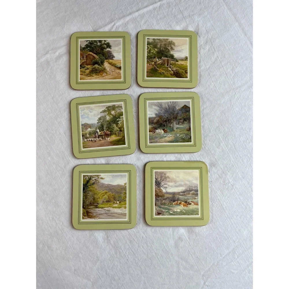 Vintage St Michael Table Mat Coaster Set Marks & Spencer English Countryside Art
